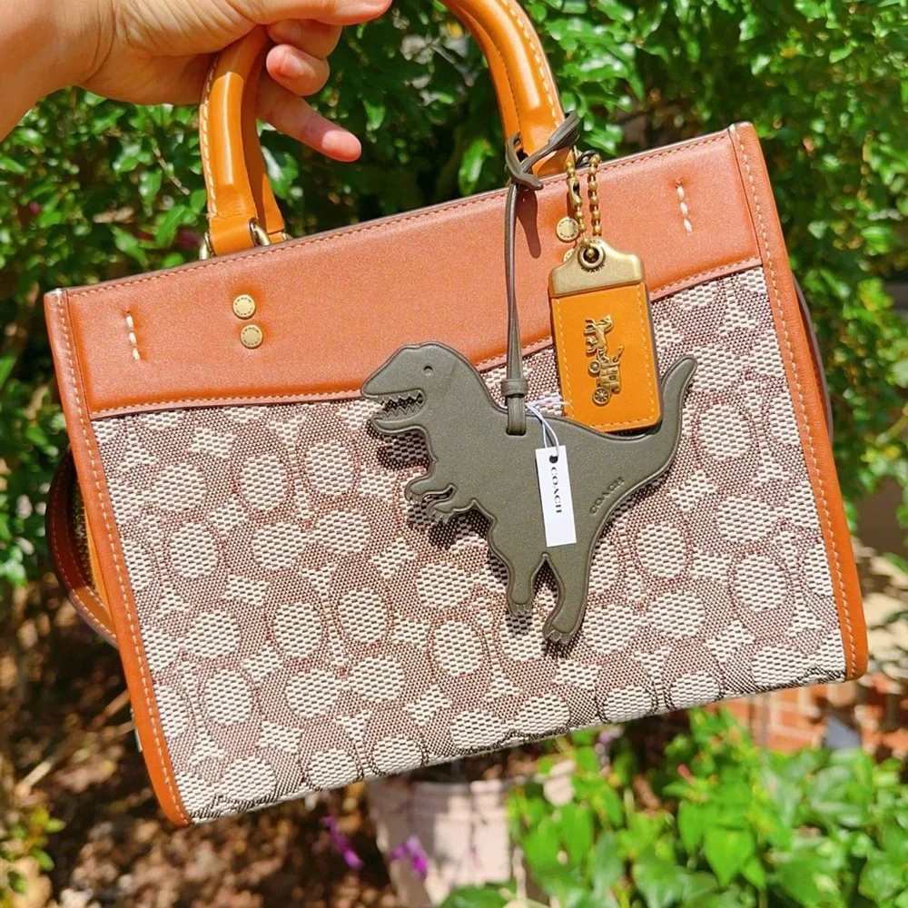Coach Olive Green Dino Leather Bag Charm
